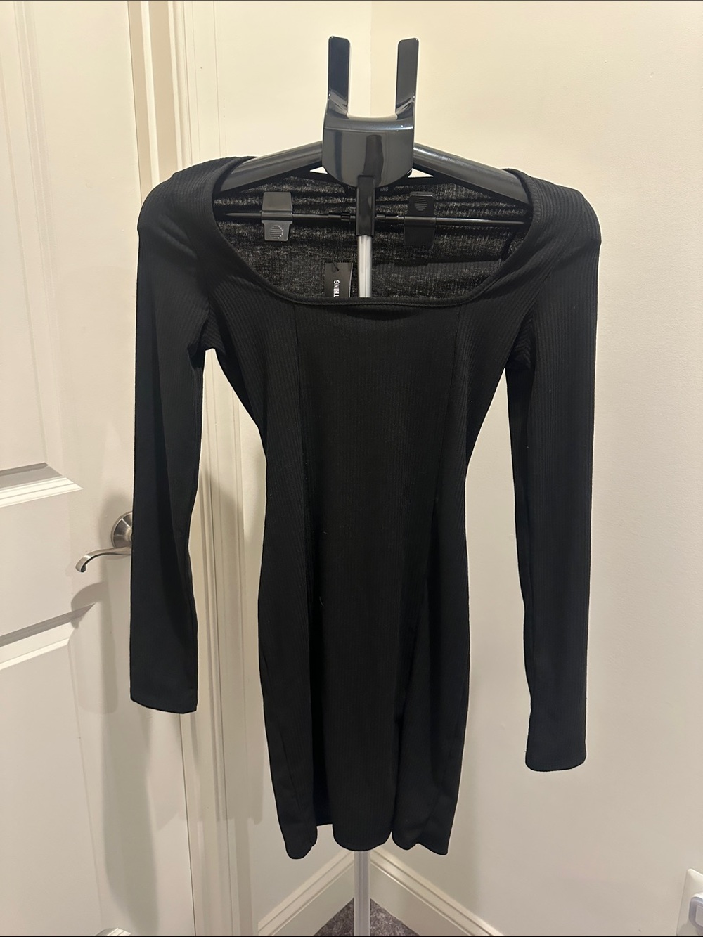 PrettyLittleThing Black Long Sleeve Ribbed Bodycon Dress